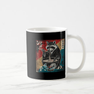 Taza De Café Raccoon Comer Ramen Fideos Japoneses Racoon Gracio