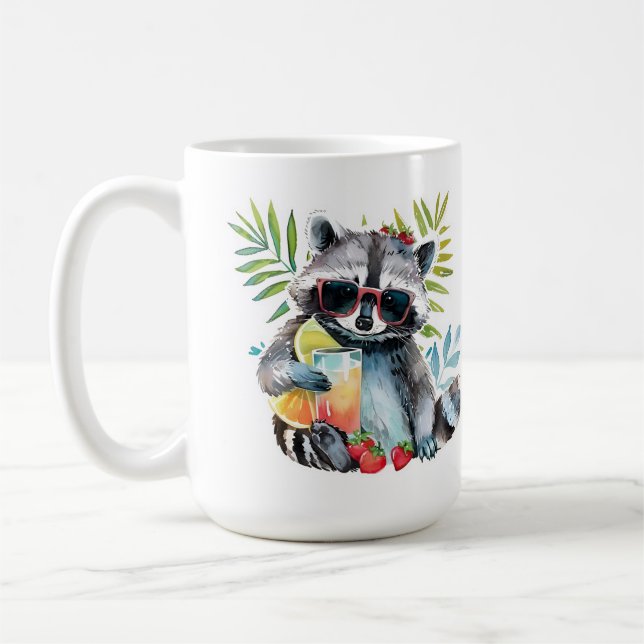 Taza De Café Raccoon de verano en gafas de sol chillout playa (Izquierda)