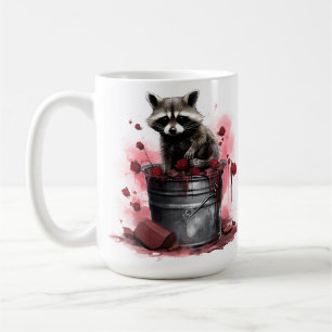 Taza De Café Raccoon en el Día de San Valentín del basurero
