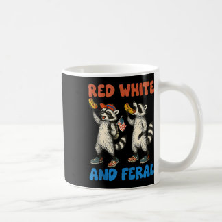 Taza De Café Raccoon Gracioso 4 De Julio Bandera Estadounidense