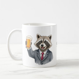 Taza De Café Raccoon gracioso con oso personalizado con nombre