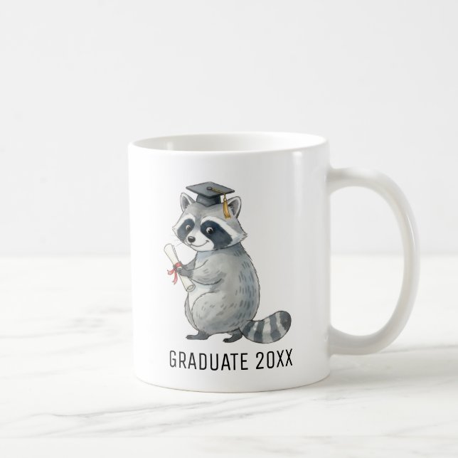 Taza De Café Raccoon Graduation Personalized (Derecha)