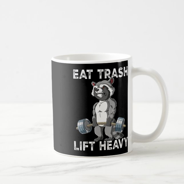 Taza De Café Raccoon Gym Weight Entrenamiento Comer Trash Lift  (Derecha)