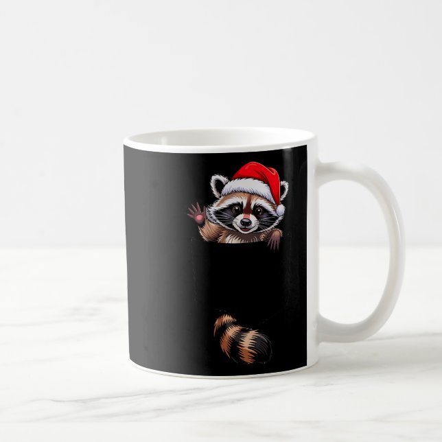 Taza De Café Raccoon In Cket Funny Xmas Santa Hat Graphic  (Derecha)