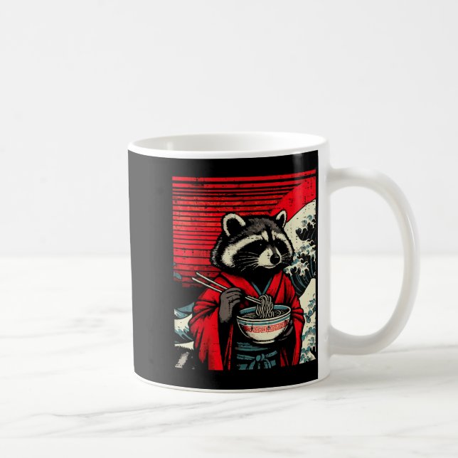 Taza De Café Raccoon Kimono Eating Ramen Japanese Food Art Men  (Derecha)