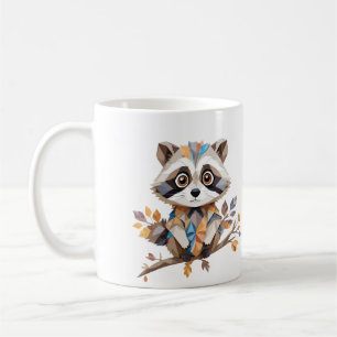 Taza De Café Raccoon Playful Adorable Animal Colorido Feliz