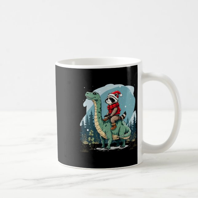 Taza De Café Raccoon Riding Dinosaur Trex Anima (Derecha)