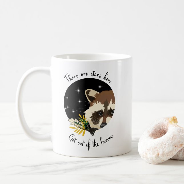 Taza De Café Raccoon. ¡Sal de tu agujero! (Con donut)