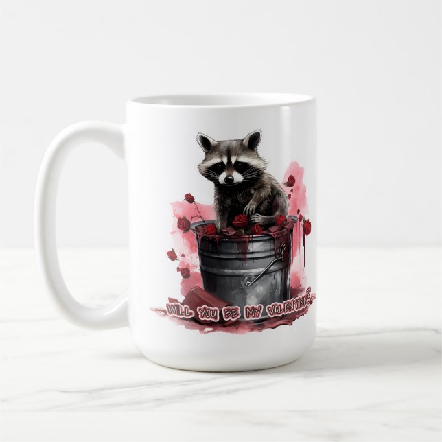 Taza De Café Raccoon ¿Serás mi San Valentín? (Izquierda)