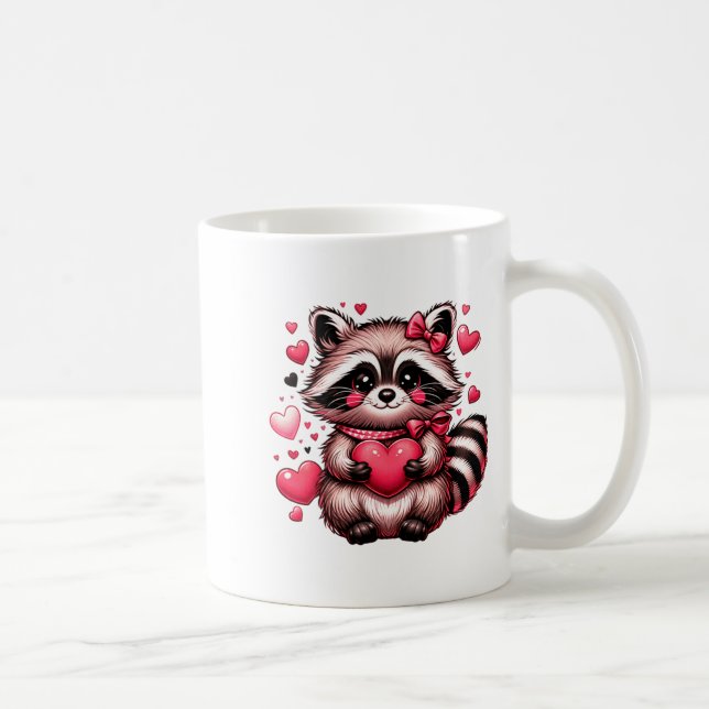 Taza De Café Raccoon Valentine Hearts  (Derecha)