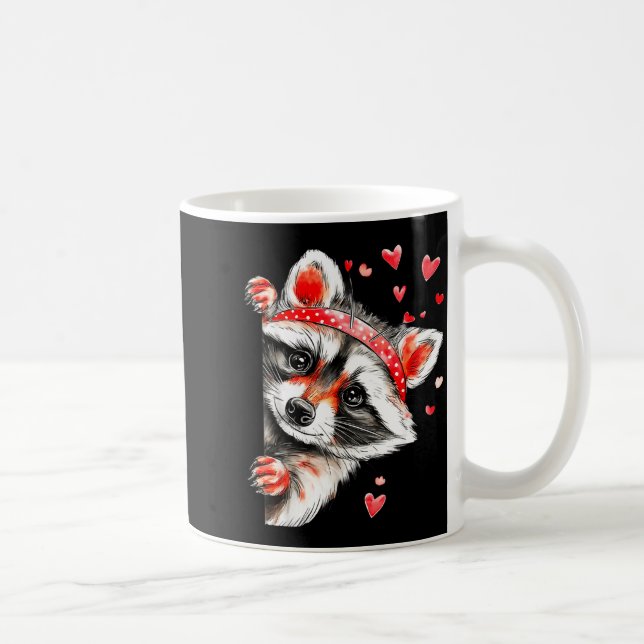 Taza De Café Raccoon Valentines Day Funny Feral Raccoon Love He (Derecha)