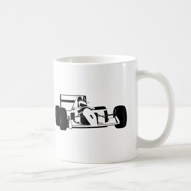 Taza De Café Race Car Silhouette blanco y negro (Derecha)