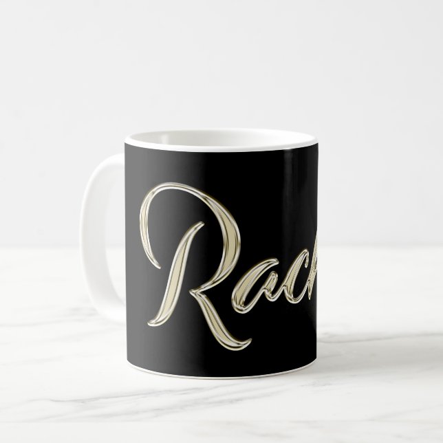 Taza De Café Rachel white gold Handwriting Tasse Kaffeetasse (Anverso izquierdo)