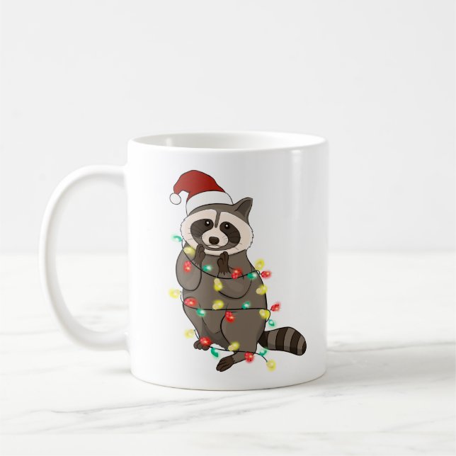 Taza De Café Racoon de graciosos Navidades cute (Izquierda)