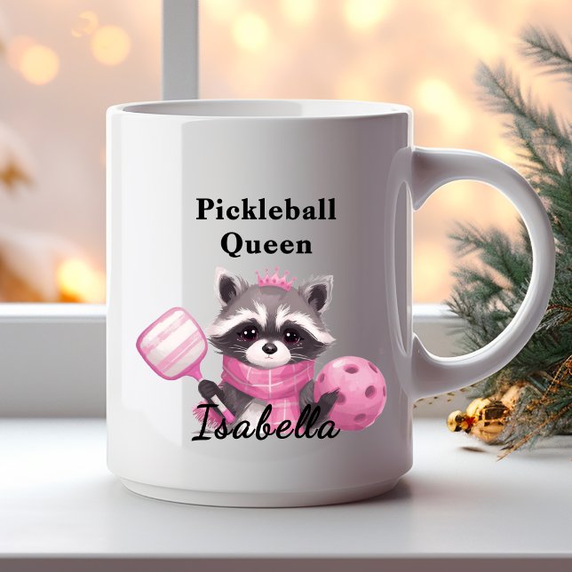 Taza De Café Racoon Pink Pickleball Queen Mug (Subido por el creador)