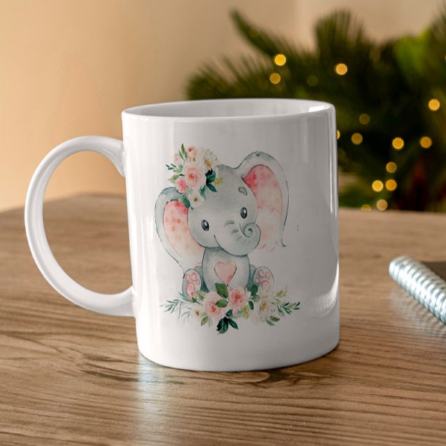 Taza De Café Raffle de marco verde rosa floral para elefante (Subido por el creador)