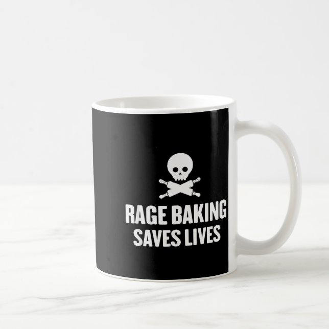 Taza De Café Rage Baking Saves Live Skull Funny Baker Cook Chef (Derecha)