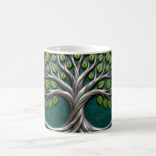 Taza De Café Raíces de Plata de la Eternidad – Árbol de la Vida