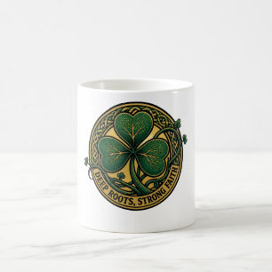 Taza De Café Raíces Profundas Fe Fuerte Trampilla Trébol de Irl