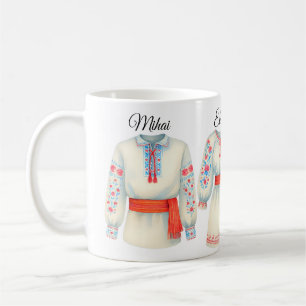 Taza De Café Raíces rumanas Vestimenta Tradicional