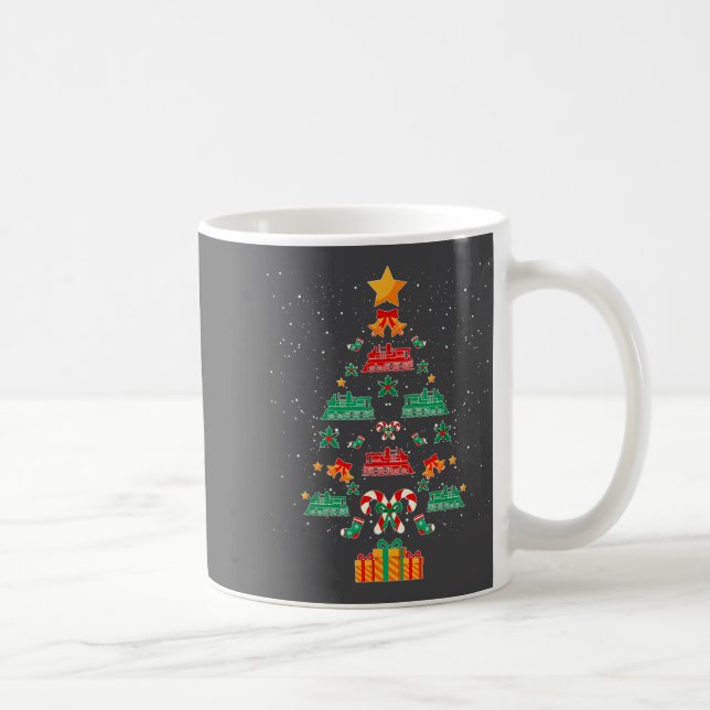 Taza De Café Railroad Train Locomotive Old Train Christmas Tree (Derecha)