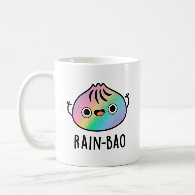 Taza De Café Rain-bao Funny Rainbow Dimsum Bao Pun (Izquierda)
