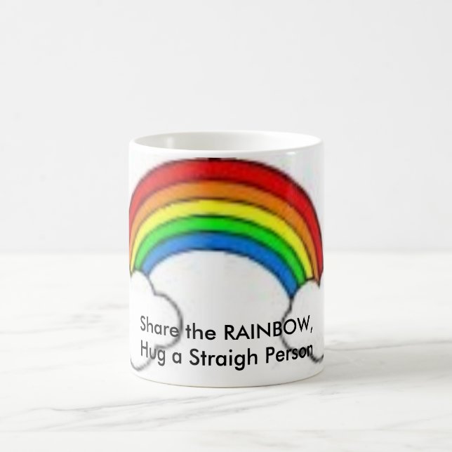 Taza De Café RAINBOW2, comparten el ARCO IRIS, abrazan a una (Centro)