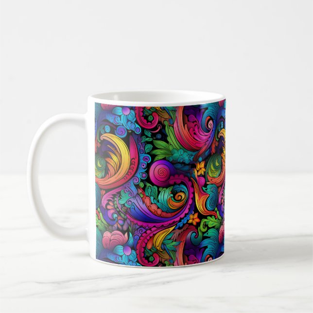 Taza De Café Rainbow Boho Paisley Mug (Izquierda)