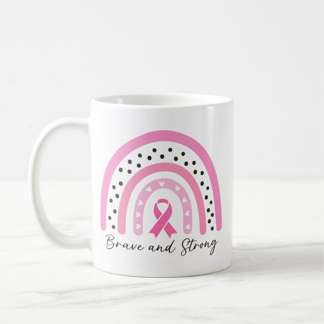 Taza De Café Rainbow Breast Cancer Pink Ribbon Awareness (Izquierda)