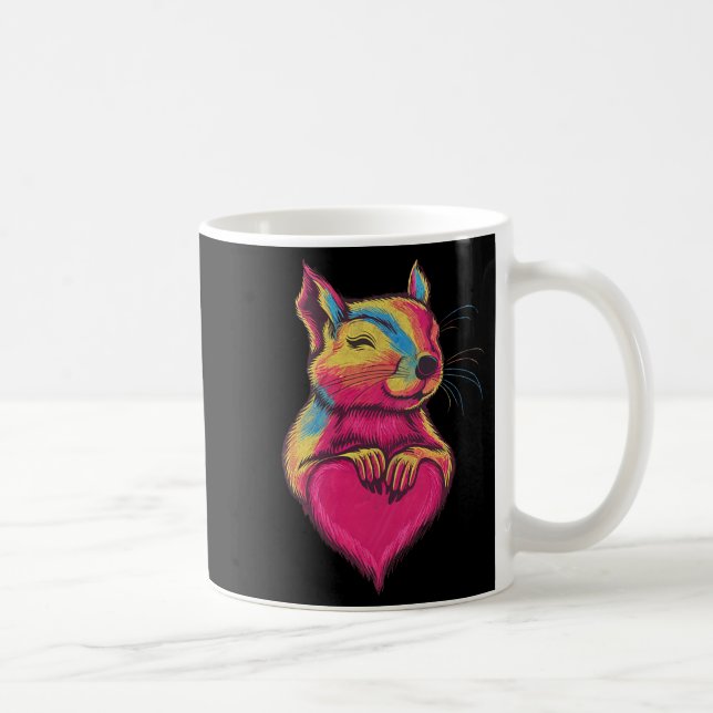 Taza De Café Rainbow Cute Squirrel Hugging Valentine Heart Love (Derecha)