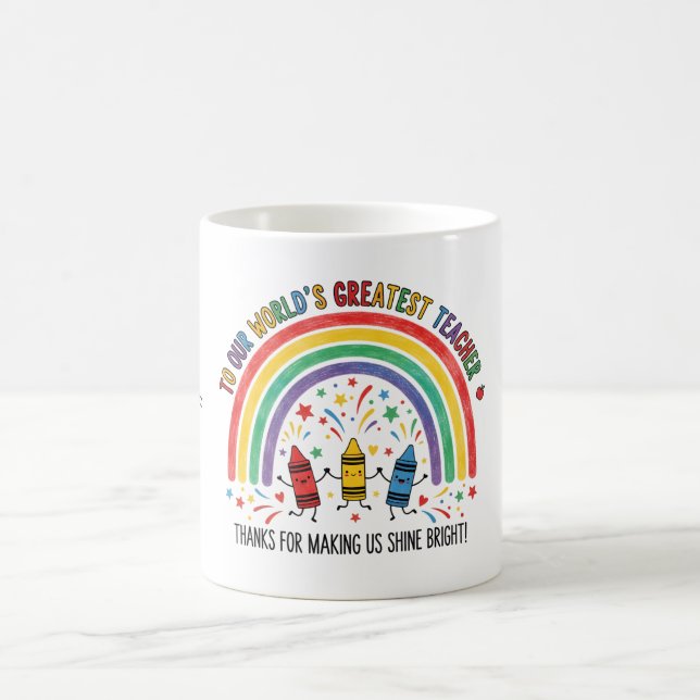 Taza De Café Rainbow Dancing Crayon Worlds Greatest Teacher (Centro)
