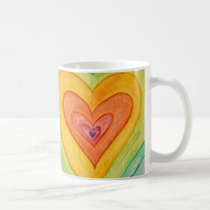 Taza De Café Rainbow Love Hearts Art Coffee Mug Cup