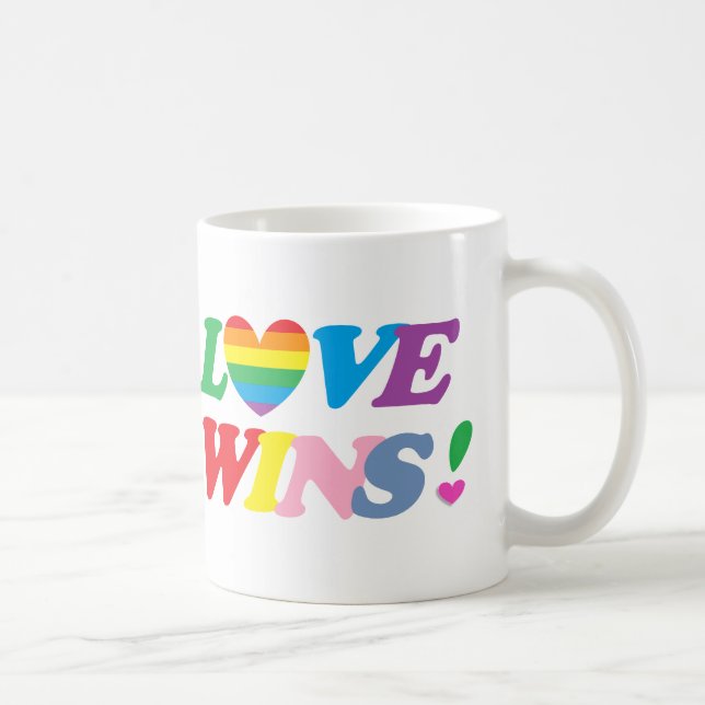 Taza De Café Rainbow Love Wins Pride Heart LGBT (Derecha)