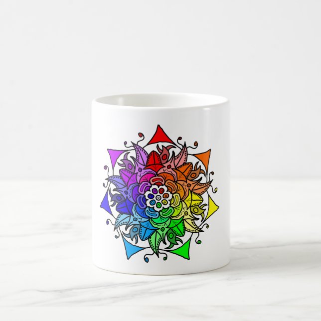 Taza De Café Rainbow Mandala Mug 11 oz. (Centro)