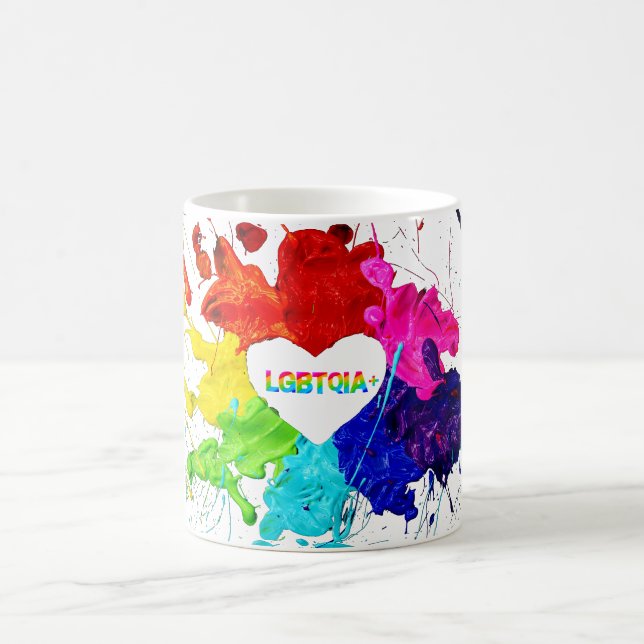 Taza De Café Rainbow Modern Stripe LGBT (Centro)