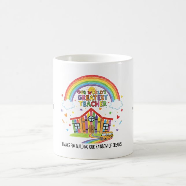 Taza De Café Rainbow School Smiling Sun Worlds Greatest Teacher (Centro)