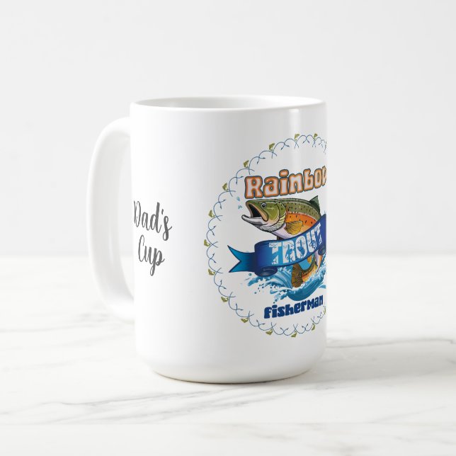 Taza De Café Rainbow Trout Fishing Personalized Illustration (Anverso izquierdo)