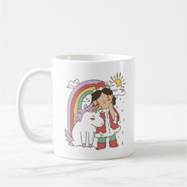 TAZA DE CAFÉ RAINBOW UNICORN Y CHICA NAVIDADES