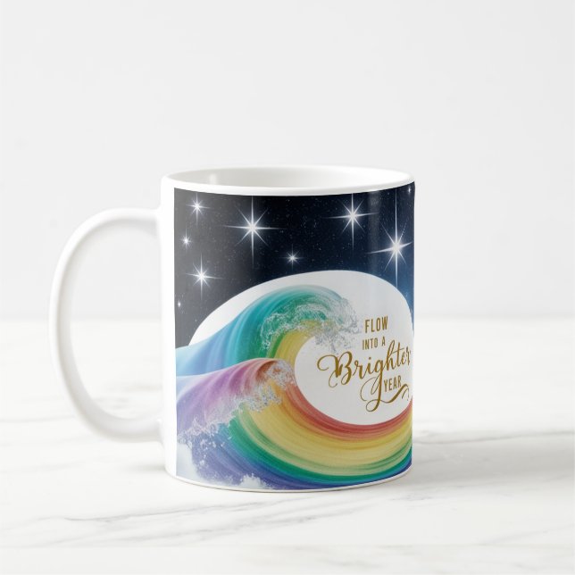 Taza De Café Rainbow Wave Brighter Year Inspirational Classic  (Izquierda)