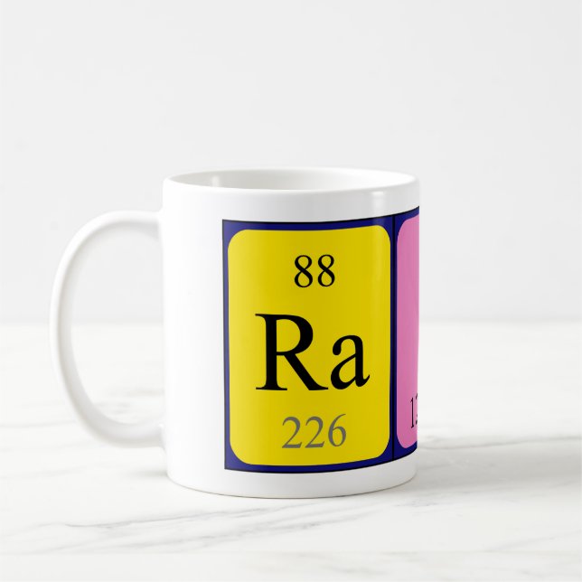Taza De Café Raine periódica table name mug (Izquierda)