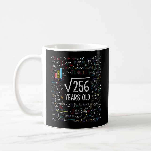 Taza De Café Raíz Cuadrada Del 256 16º Día De Matemáticas (Izquierda)