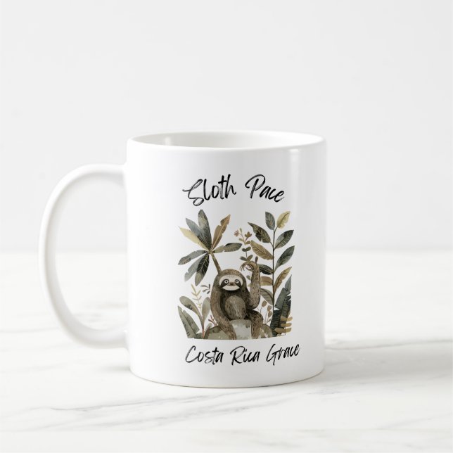 Taza De Café Ralentitud, Costa Rica Grace Sloth Café Mug (Izquierda)