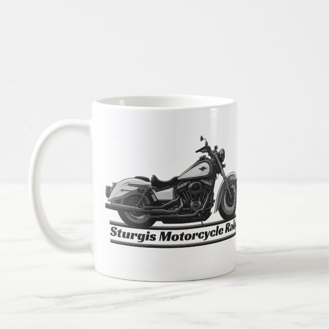 Taza De Café Rally Sturgis De Motocicletas Rally Black And Whit (Izquierda)