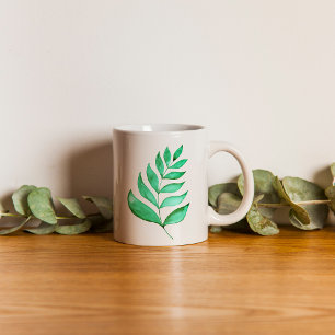 Taza De Café Rama de acuarela simple - verde