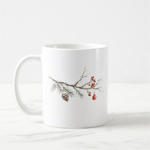 Taza De Café Rama de Navidad nevada con adorno para Navidad