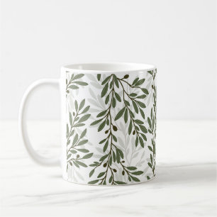 Taza De Café Rama de olivo verde patrón mediterráneo