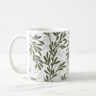 Taza De Café Rama de Olivo Verde Patrón Mediterráneo