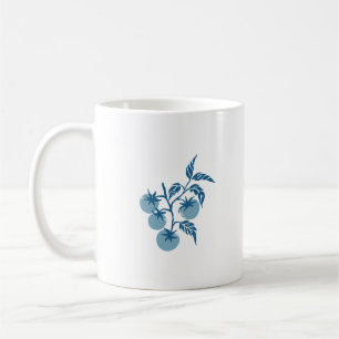 Taza De Café Rama de Tomate Botánico Personalizada Nombre Cerúl