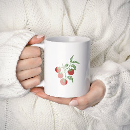 Taza De Café Rama de Tomate Botánico Personalizada Nombre Rojo 