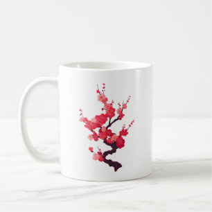 Taza De Café Rama delicada de cerezo japonés rosa
